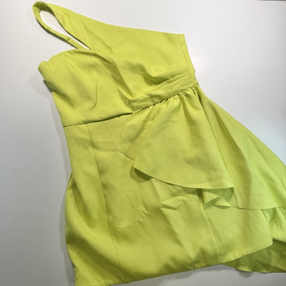 Do + Be One Shoulder Cocktail Dress M Yellow Lime Summer Date Party